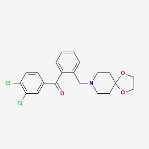 Chemical structure of 3,4-dichloro-2'-[8-(1,4-dioxa-8-azaspiro[4.5]decyl)methyl]benzophenone