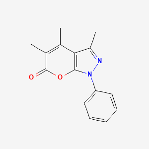Chemical structure of 3,4,5-Trimethyl-1-phenylpyrano[2,3-c]pyrazol-6(1H)-one