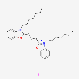 Chemical structure of 3,3prime-Diheptyloxacarbocyanine iodide