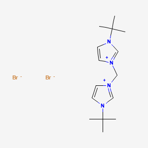 Chemical structure of 3,3'-Methylenebis(1-tert-butyl-3-imidazolium Bromide)