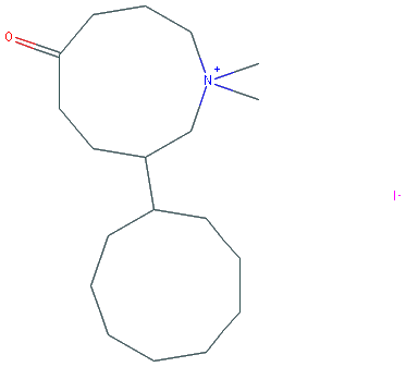 Chemical structure of 3,3-Dimethyl-7-oxo-3-azonia-bicyclo[3.3.1]nonane Iodide