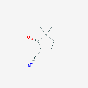 Chemical structure of 3,3-Dimethyl-2-Oxo-Cyclopentanecarbonitrile