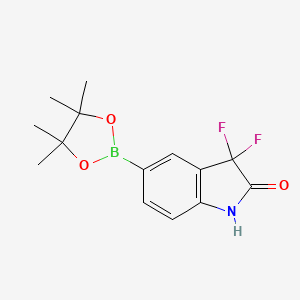 Chemical structure of 3,3-difluoro-5-(4,4,5,5-tetraMethyl-1,3,2-dioxaborolan-2-yl)indolin-2-one