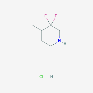 Chemical structure of 3,3-Difluoro-4-methylpiperidine hydrochloride