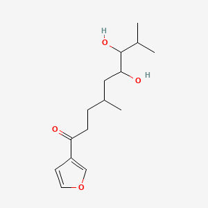 Chemical structure of 3,11,12-Trihydroxyspirovetiv-1(10)-en-2-one