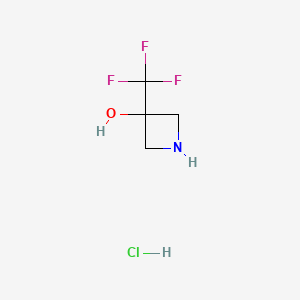 Chemical structure of 3-(Trifluoromethyl)azetidin-3-ol hydrochloride