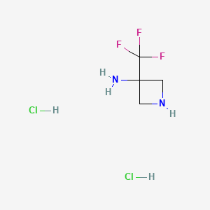 Chemical structure of 3-(Trifluoromethyl)azetidin-3-amine dihydrochloride