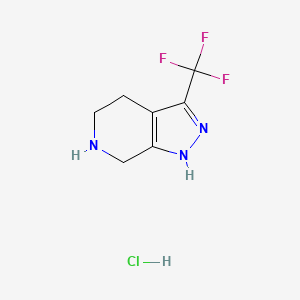 Chemical structure of 3-(Trifluoromethyl)-4,5,6,7-tetrahydro-1H-pyrazolo[3,4-c]pyridine hydrochloride