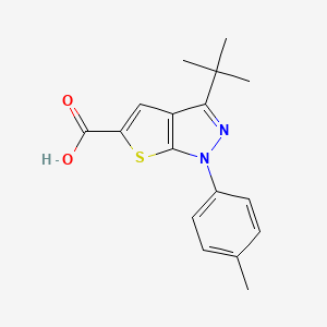 Chemical structure of 3-(tert-Butyl)-1-(p-tolyl)-1H-thieno[2,3-c]pyrazole-5-carboxylic acid