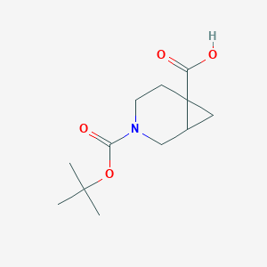 Chemical structure of 3-(tert-Butoxycarbonyl)-3-azabicyclo[4.1.0]heptane-6-carboxylic acid