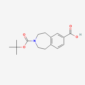 Chemical structure of 3-(tert-Butoxycarbonyl)-2,3,4,5-tetrahydro-1H-benzo[d]azepine-7-carboxylic acid