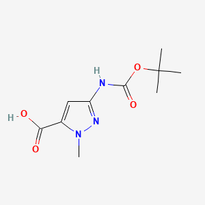 Chemical structure of 3-(tert-butoxycarbonyl)-1-methyl-1H-pyrazole-5-carboxylic acid