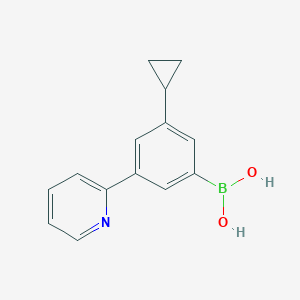 Chemical structure of 3-(Pyridin-2-yl)-5-cyclopropylphenylboronic acid