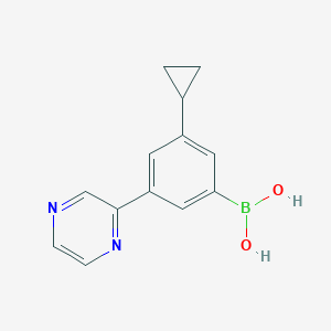 Chemical structure of 3-(Pyrazin-2-yl)-5-cyclopropylphenylboronic acid