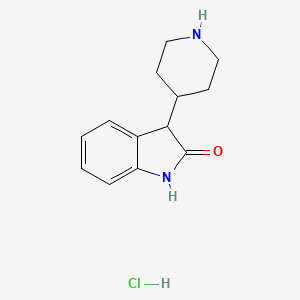 Chemical structure of 3-(Piperidin-4-yl)indolin-2-one hydrochloride