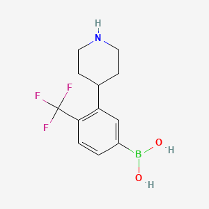 Chemical structure of 3-(Piperidin-4-yl)-4-trifluoromethylphenylboronic acid