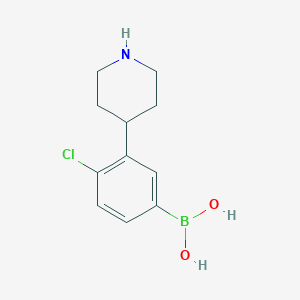 Chemical structure of 3-(Piperidin-4-yl)-4-chlorophenylboronic acid