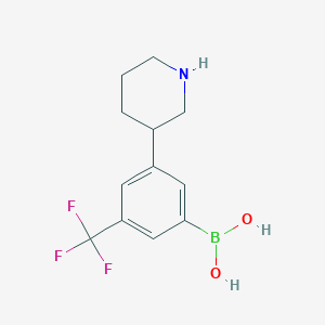 Chemical structure of 3-(Piperidin-3-yl)-5-trifluoromethylphenylboronic acid