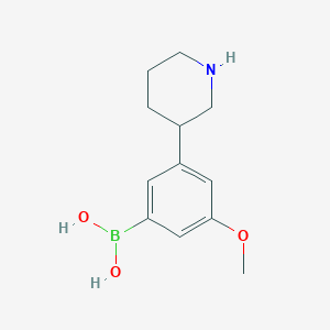 Chemical structure of 3-(Piperidin-3-yl)-5-methoxyphenylboronic acid