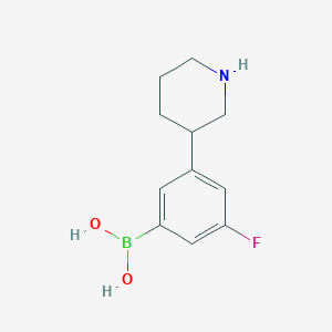 Chemical structure of 3-(Piperidin-3-yl)-5-fluorophenylboronic acid
