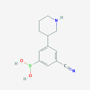 Chemical structure of 3-(Piperidin-3-yl)-5-cyanophenylboronic acid