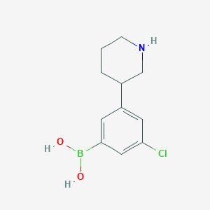Chemical structure of 3-(Piperidin-3-yl)-5-chlorophenylboronic acid