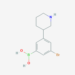 Chemical structure of 3-(Piperidin-3-yl)-5-bromophenylboronic acid