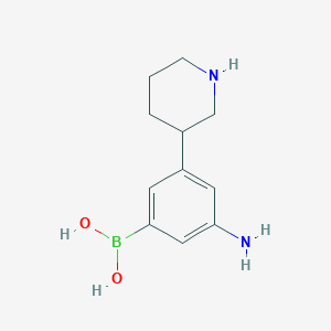 Chemical structure of 3-(Piperidin-3-yl)-5-aminophenylboronic acid