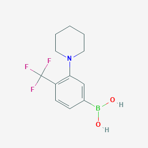 Chemical structure of 3-(piperidin-1-yl)-4-(trifluoromethyl)phenylboronic acid