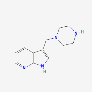 Chemical structure of 3-(1-Piperazinylmethyl)-1H-pyrrolo[2,3-b]pyridine