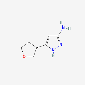 Chemical structure of 3-(Oxolan-3-yl)-1H-pyrazol-5-amine