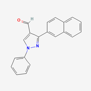 Chemical structure of 3-(Naphthalen-2-yl)-1-phenyl-1H-pyrazole-4-carbaldehyde