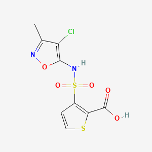 Chemical structure of 3-(N-(4-Chloro-3-methylisoxazol-5-yl)sulfamoyl)thiophene-2-carboxylic acid