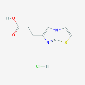 Chemical structure of 3-(Imidazo[2,1-b]thiazol-6-yl)propanoicacidhydrochloride