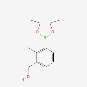 Chemical structure of 3-(Hydroxymethyl)-2-methylphenylboronic Acid Pinacol Ester