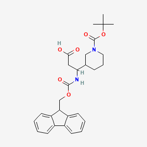Chemical structure of 3-(Fmoc-amino)-3-(1-Boc-3-piperidyl)propanoic Acid