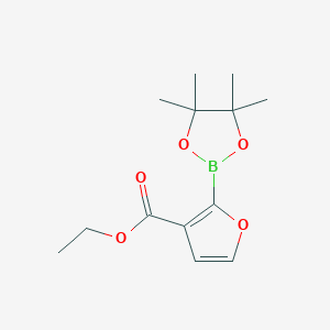 Chemical structure of 3-(Ethoxycarbonyl)furan-2-boronic acid pinacol ester