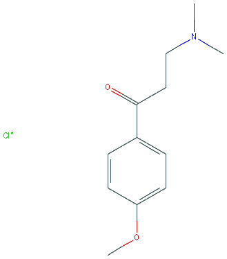Chemical structure of 3-(Dimethylamino)-1-(4-methoxyphenyl)-propan-1-one Hydrochloride