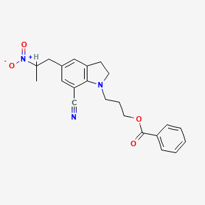 Chemical structure of 3-(7-Cyano-5-(2-nitropropyl)indolin-1-yl)propyl benzoate