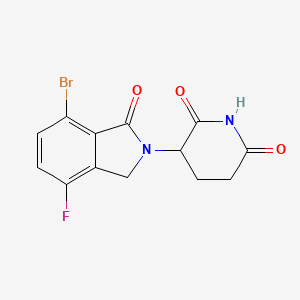 Chemical structure of 3-(7-Bromo-4-fluoro-1-oxoisoindolin-2-yl)piperidine-2,6-dione