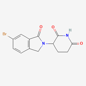 Chemical structure of 3-(6-Bromo-1-oxoisoindolin-2-yl)piperidine-2,6-dione
