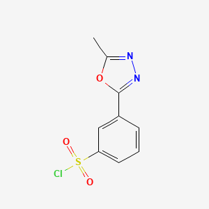 Chemical structure of 3-(5-methyl-1,3,4-oxadiazol-2-yl)benzenesulfonyl Chloride
