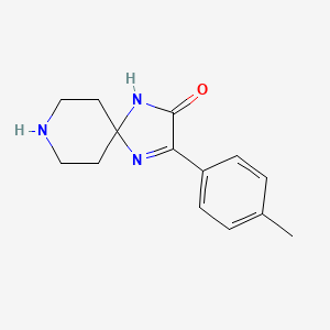 Chemical structure of 3-(4-Methylphenyl)-1,4,8-triazaspiro[4.5]dec-3-en-2-one