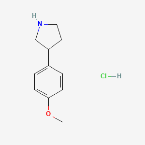Chemical structure of 3-(4-methoxyphenyl)pyrrolidine hydrochloride