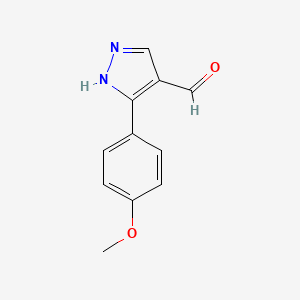 Chemical structure of 3-(4-Methoxyphenyl)pyrazole-4-carboxaldehyde