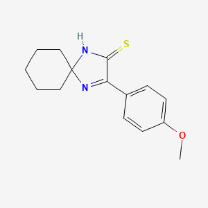 Chemical structure of 3-(4-Methoxyphenyl)-1,4-diazaspiro[4.5]dec-3-ene-2-thione