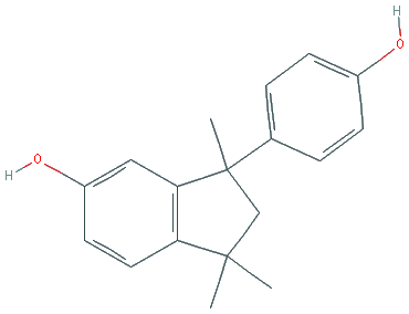 Chemical structure of 3-(4-Hydroxyphenyl)-1,1,3-trimethyl-2,3-dihydro-1H-inden-5-ol