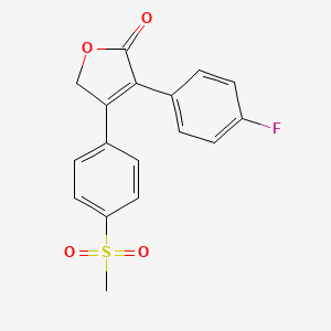 Chemical structure of 3-(4-fluorophenyl)-4-(4-(methylsulfonyl)phenyl)furan-2(5H)-one