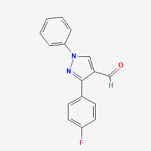 Chemical structure of 3-(4-Fluorophenyl)-1-phenyl-1H-pyrazole-4-carbaldehyde