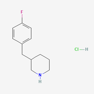 Chemical structure of 3-(4-fluorobenzyl)piperidinehydrochloride